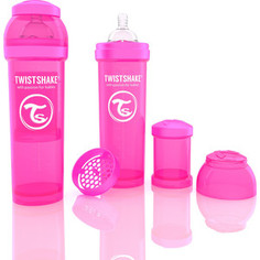 Twistshake Антиколиковая бутылочка для кормления 330 мл. Розовая (780013)
