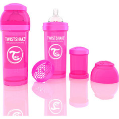 Twistshake Антиколиковая бутылочка для кормления 260 мл. Розовая (780007)