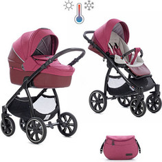 Коляска 2 в 1 Noordi Fjordi Sport Melange Leather Garnet 843 термолюлька с багажной сумкой