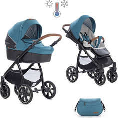 Коляска 2 в 1 Noordi Fjordi Sport Melange Leather Teal 847 термолюлька с багажной сумкой