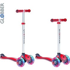Самокат 3-х колесный Globber 442-102 Primo Plus с 3 светящимися колесами Red