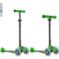Самокат 3-х колесный Globber 442-136 Primo Plus Titanium с 3 светящимися колесами Neon Green