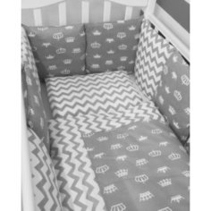 Комплект для круглой кроватки By Twinz Короны Серые