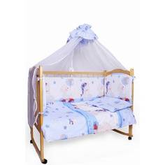 Комплект детского постельного белья AmaroBaby 7-ми предметный Мишкин сон, поплин,голубой