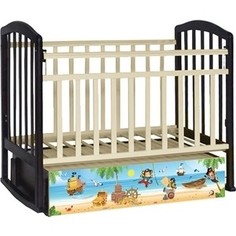 Кроватка Антел поющие Совята Алита 4 автостенка поперечный маятник кач закрытый ящик белый/ венге