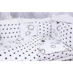 Борт в кроватку AmaroBaby 12 предметов (12 подушек-бортиков) HOME ELITE (черн (белый/сер,поплин/бязь)