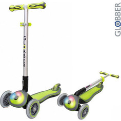 Самокат 3-х колесный Globber 448-106 ELITE F My Free Fold up со светящейся платформой GREEN