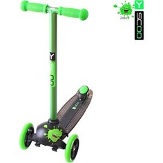 Самокат 3-х колесный Y-Scoo RT TRIO DIAMOND 120 Monsters 1 высота с блокировкой колес green Zoko