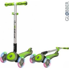 Самокат 3-х колесный Globber 445-106 ELITE SL My Free Fold up со светящимися колесами GREEN