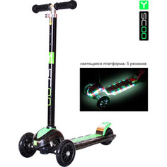 Самокат 3-х колесный Y-Scoo MAXI Laser Show black/green