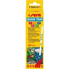 Тест SERA QUICK TEST 5-in-1 Check 5 Water Parameters полоски на 5 параметров для воды в аквариуме 50шт