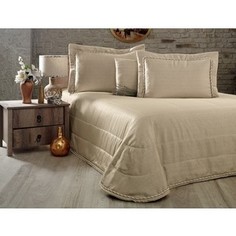 Покрывало Karna жаккард стеганое Estel 260x260 + наволочки 50x70 см золотистый-капучино (834 / CHAR002)