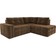 Диван угловой АртМебель Леос микровельвет коричневый правый угол