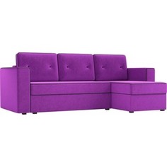 Диван угловой АртМебель Принстон микровельвет фиолетовый правый угол