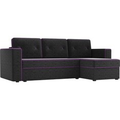 Диван угловой АртМебель Принстон микровельвет черный правый угол