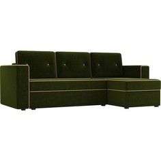 Диван угловой АртМебель Принстон микровельвет зеленый правый угол