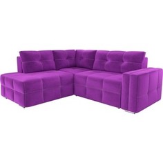 Диван угловой АртМебель Леос микровельвет фиолетовый левый угол