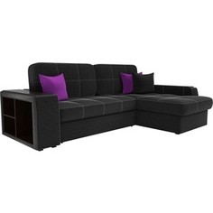 Диван угловой АртМебель Брюсель микровельвет черный правый угол