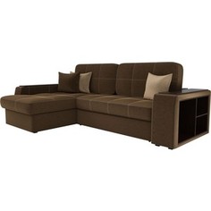 Диван угловой АртМебель Брюсель микровельвет коричневый левый угол