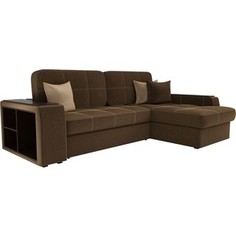 Диван угловой АртМебель Брюсель микровельвет коричневый правый угол