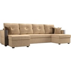 Диван АртМебель Валенсия микровельвет бежевый П-образный