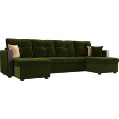 Диван АртМебель Валенсия микровельвет зеленый П-образный