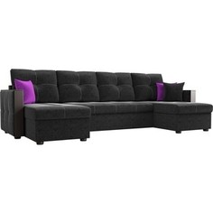 Диван АртМебель Валенсия микровельвет черный П-образный