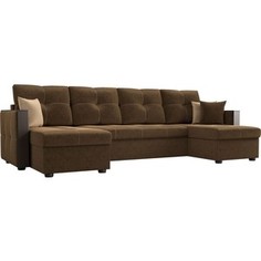 Диван АртМебель Валенсия микровельвет коричневый П-образный