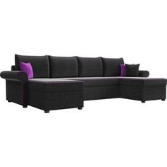 Диван АртМебель Милфорд микровельвет черный П-образный