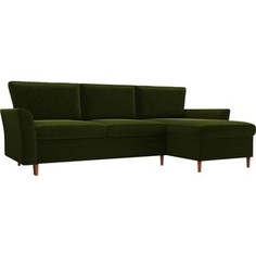 Диван угловой АртМебель София вельвет зеленый правый угол