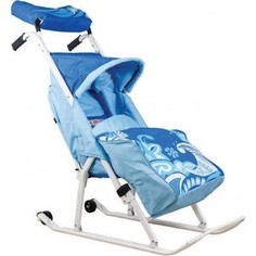 Санки-коляска Тяни Толкай трансформер Люкс Зимняя сказка синий (85038)