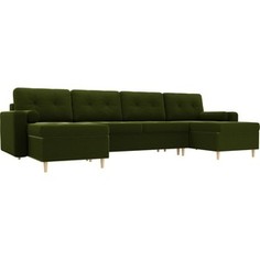 Диван П-образный АртМебель Белфаст микровельвет зеленый