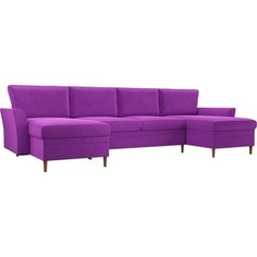 Диван АртМебель София микровельвет фиолетовый П-образный