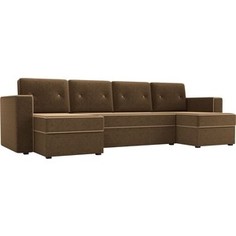 Диван АртМебель Принстон микровельвет коричневый П-образный