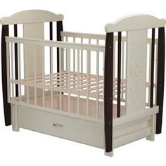 Кроватка Valle Bunny 05 маятник продольный с ящиком, венге-слоновая кость (VA74317)