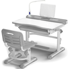 Комплект мебели (столик + стульчик) Mealux BD-04 XL gray (с лампой) столешница белая/пластик серый