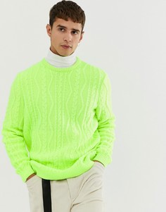 Зеленый вязаный oversize-джемпер с узором косичка ASOS DESIGN - Зеленый
