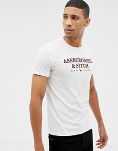 Белая футболка с логотипом на груди Abercrombie & Fitch - Белый