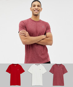 3 футболки с логотипом (белый/красный/бордовый) Hollister - Мульти