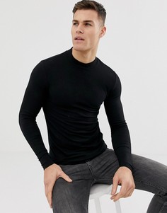Черный обтягивающий лонгслив с высоким воротом ASOS DESIGN - Черный