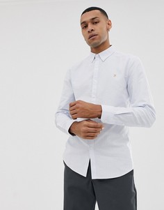 Синяя узкая оксфордская рубашка в полоску Farah Brewer - Синий