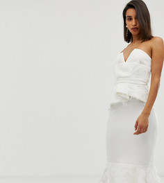 Платье миди с оборкой и перьями ASOS DESIGN PREMIUM - Белый