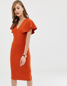 Платье-футляр миди с рукавами ангел ASOS DESIGN - Красный
