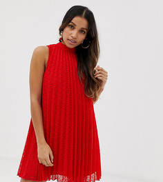 Свободное платье мини с высоким воротником ASOS DESIGN Petite - Красный