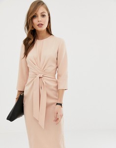 Платье миди с запахом и завязкой ASOS DESIGN - Розовый