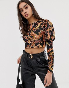 Лонгслив с пышными рукавами и принтом пейсли ASOS DESIGN - Мульти