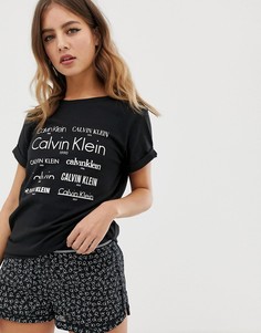 Удлиненная футболка с логотипом Calvin Klein - Черный