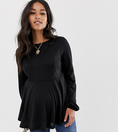 Двухслойный лонгслив с пышными рукавами на манжете ASOS DESIGN Maternity nursing - Черный