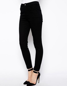 Черные укороченные брюки скинни из саржи ASOS - Черный
