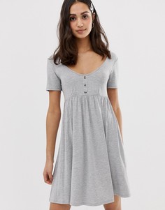Платье мини с овальным вырезом и пуговицами ASOS DESIGN - Серый